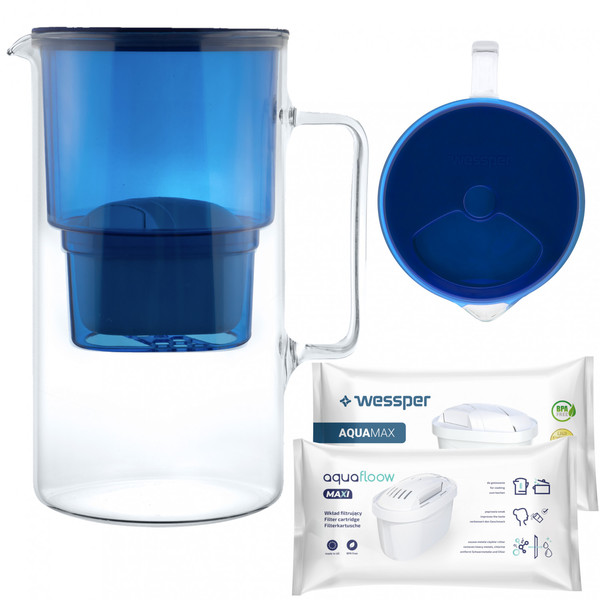 Dzbanek Wessper AquaMax Crystalline niebieski + 1x filtr wody do dzbanka